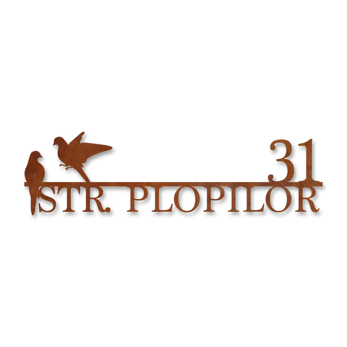 Plăcuță stradală cu păsări, oțel Corten cu patină de rugină · MOHAVE