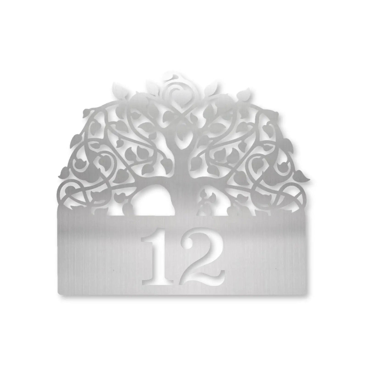 Număr de casă din inox, personalizat – Arborele vieții cu număr, inox satinat · MOHAVE [checkout]
