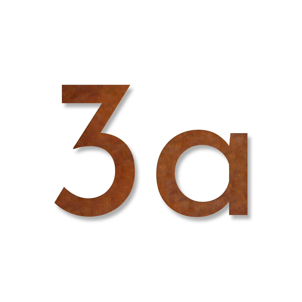 Număr de casă din inox, personalizat – Număr de casă Geometric, oțel Corten cu patină de rugină · MOHAVE