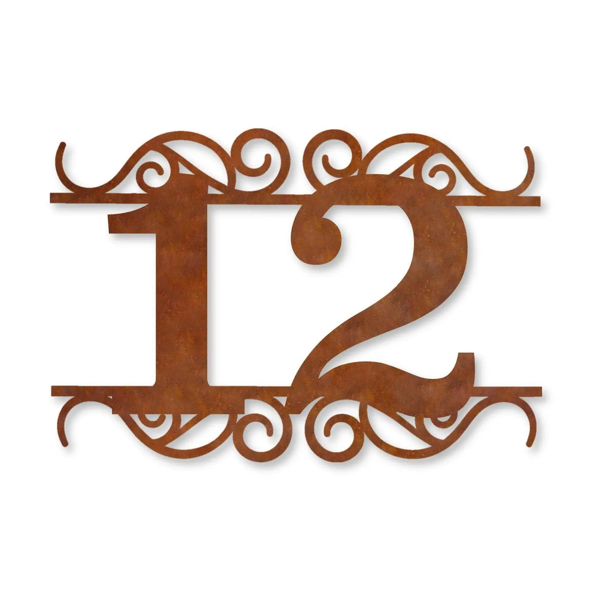 Număr de casă din inox, personalizat – Număr de casă Ornamentat, oțel Corten cu patină de rugină · MOHAVE [checkout]