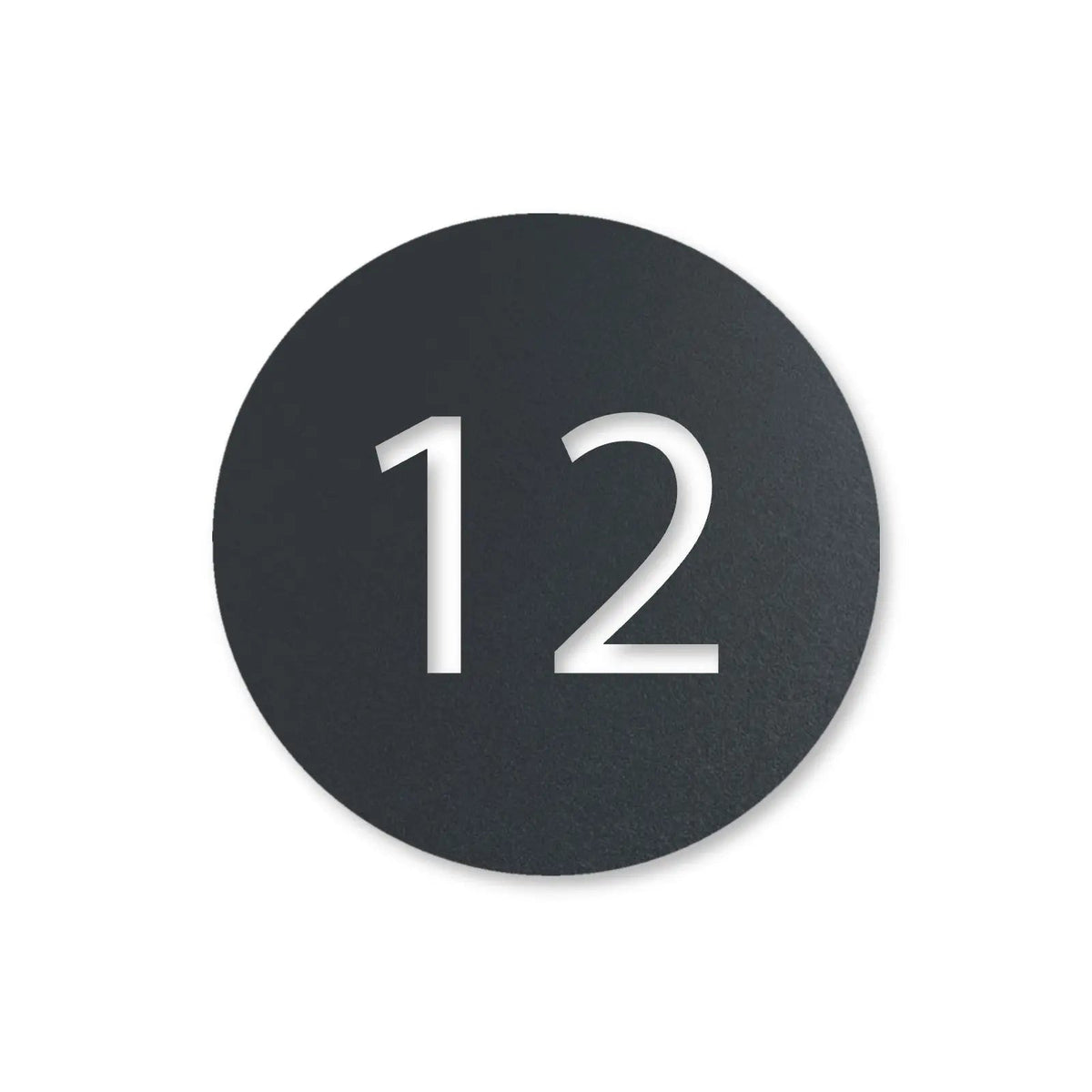 Plăcuță cu număr de casă din inox, personalizată – Număr de casă în cerc, inox antracit RAL 7016 · MOHAVE [checkout]