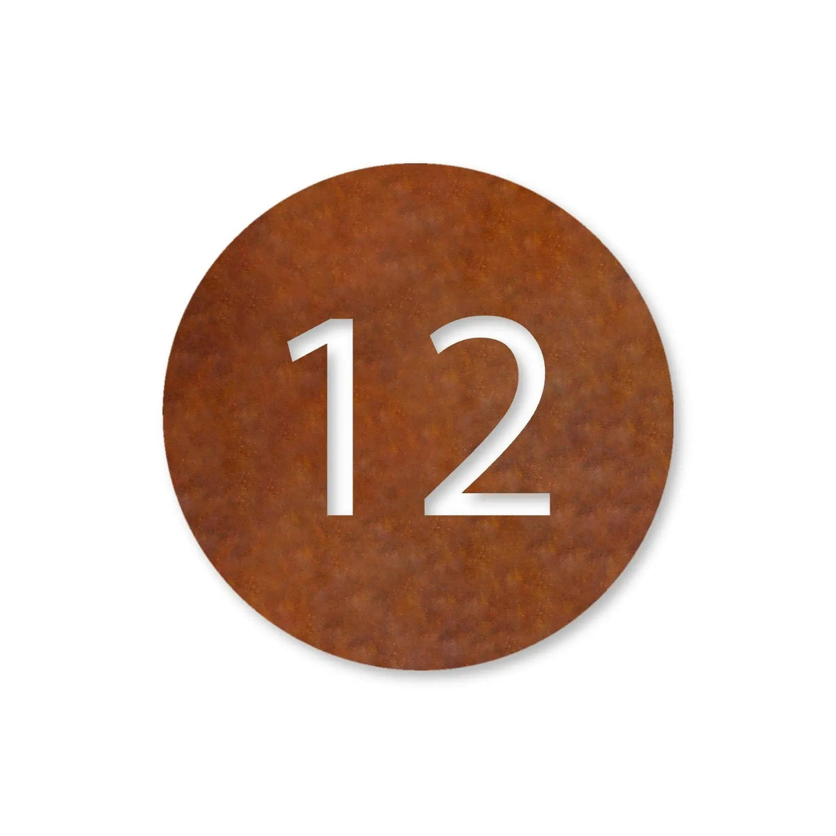 Plăcuță cu număr de casă din inox, personalizată – Număr de casă în cerc, oțel Corten cu patină de rugină · MOHAVE [checkout]