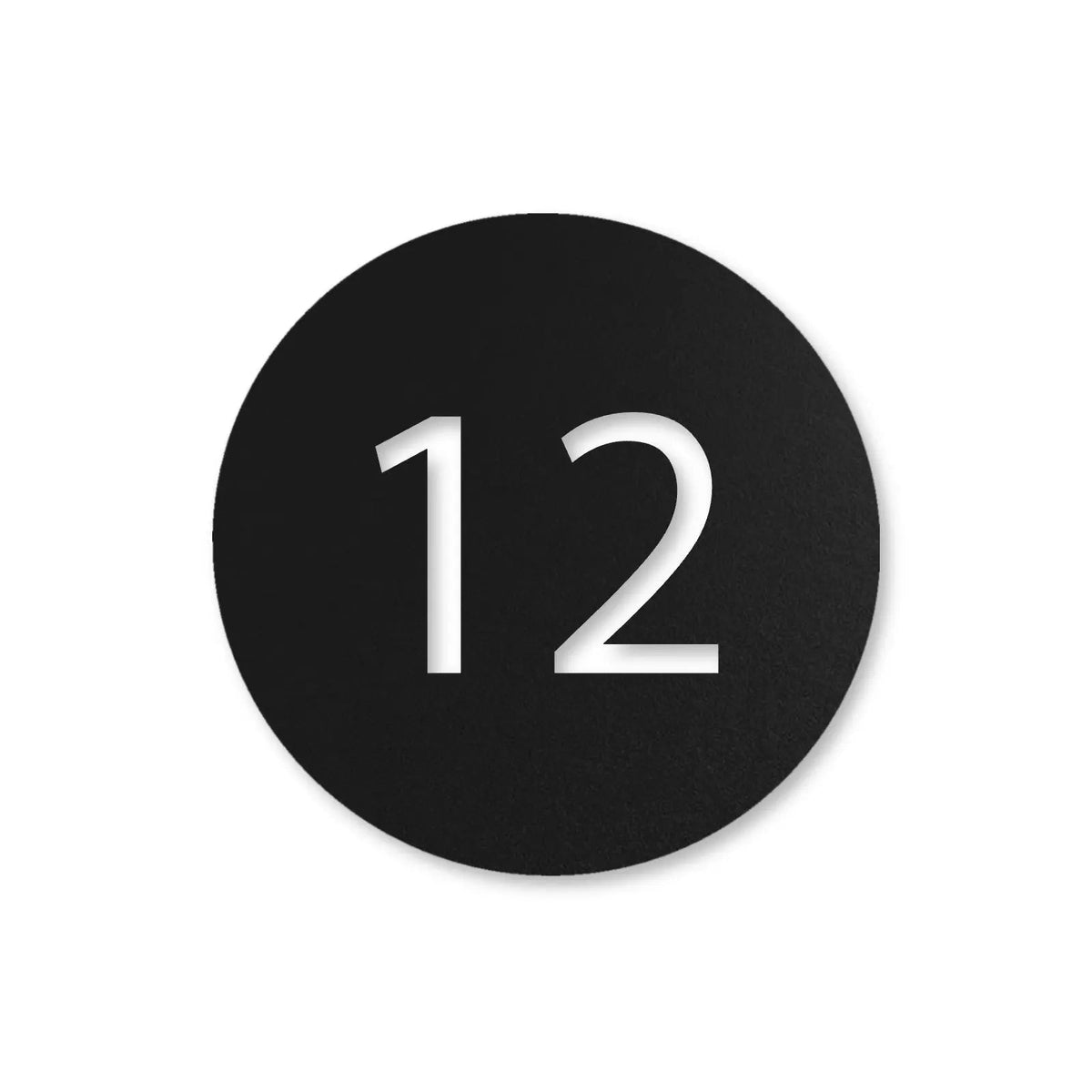 Plăcuță cu număr de casă din inox, personalizată – Număr de casă în cerc, inox negru RAL 9005 · MOHAVE [checkout]