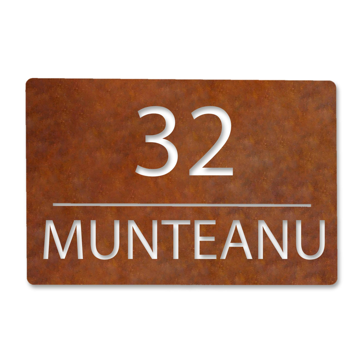 Plăcuță cu linie, oțel Corten cu patină de rugină · MOHAVE