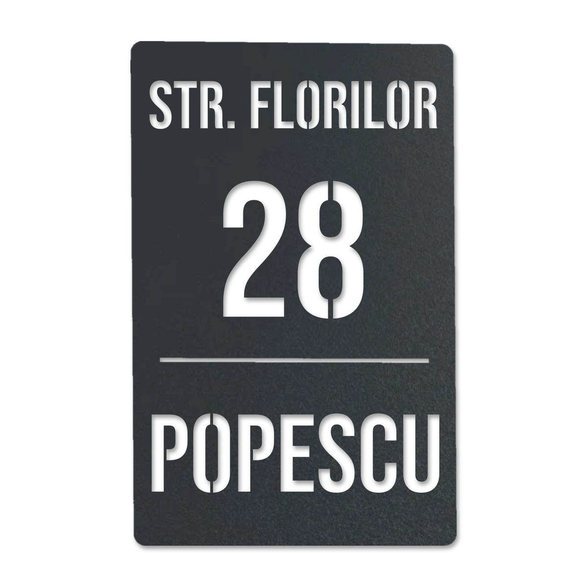 Plăcuță cu număr de casă pe 3 rânduri (verticală), inox antracit RAL 7016 · MOHAVE
