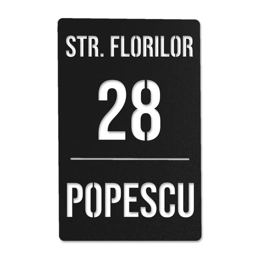 Plăcuță cu număr de casă pe 3 rânduri (verticală) personalizată, tăiată cu laser · MOHAVE