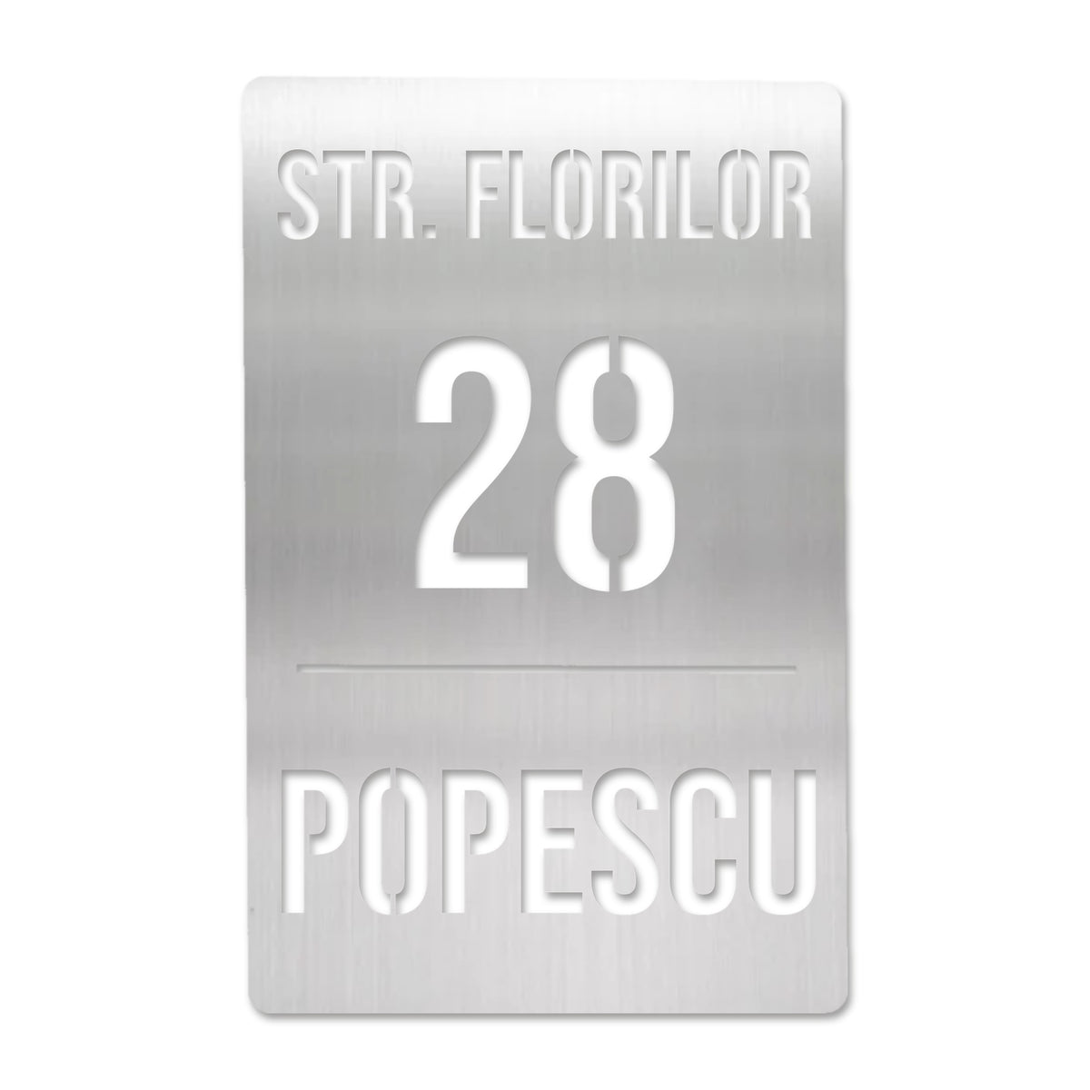 Plăcuță cu număr de casă pe 3 rânduri (verticală), inox satinat · MOHAVE