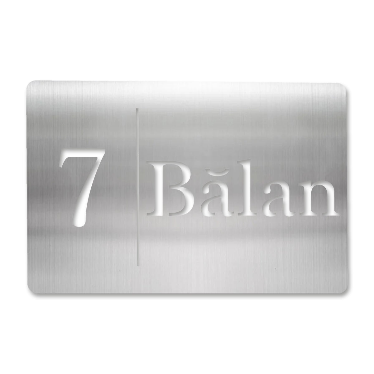 Plăcuță cu număr și nume, design modern, inox satinat · MOHAVE