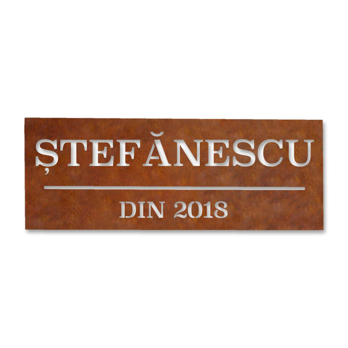 Plăcuță pentru casă, oțel Corten cu patină de rugină · MOHAVE