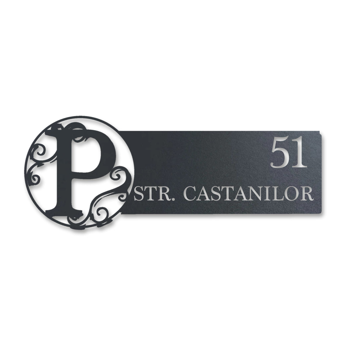 Plăcuță stradală cu monogramă, inox antracit RAL 7016 · MOHAVE