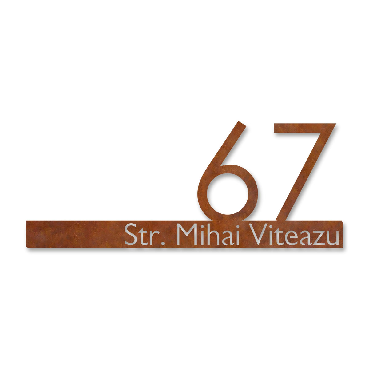 Plăcuță stradală cu număr de casă, oțel Corten cu patină de rugină · MOHAVE