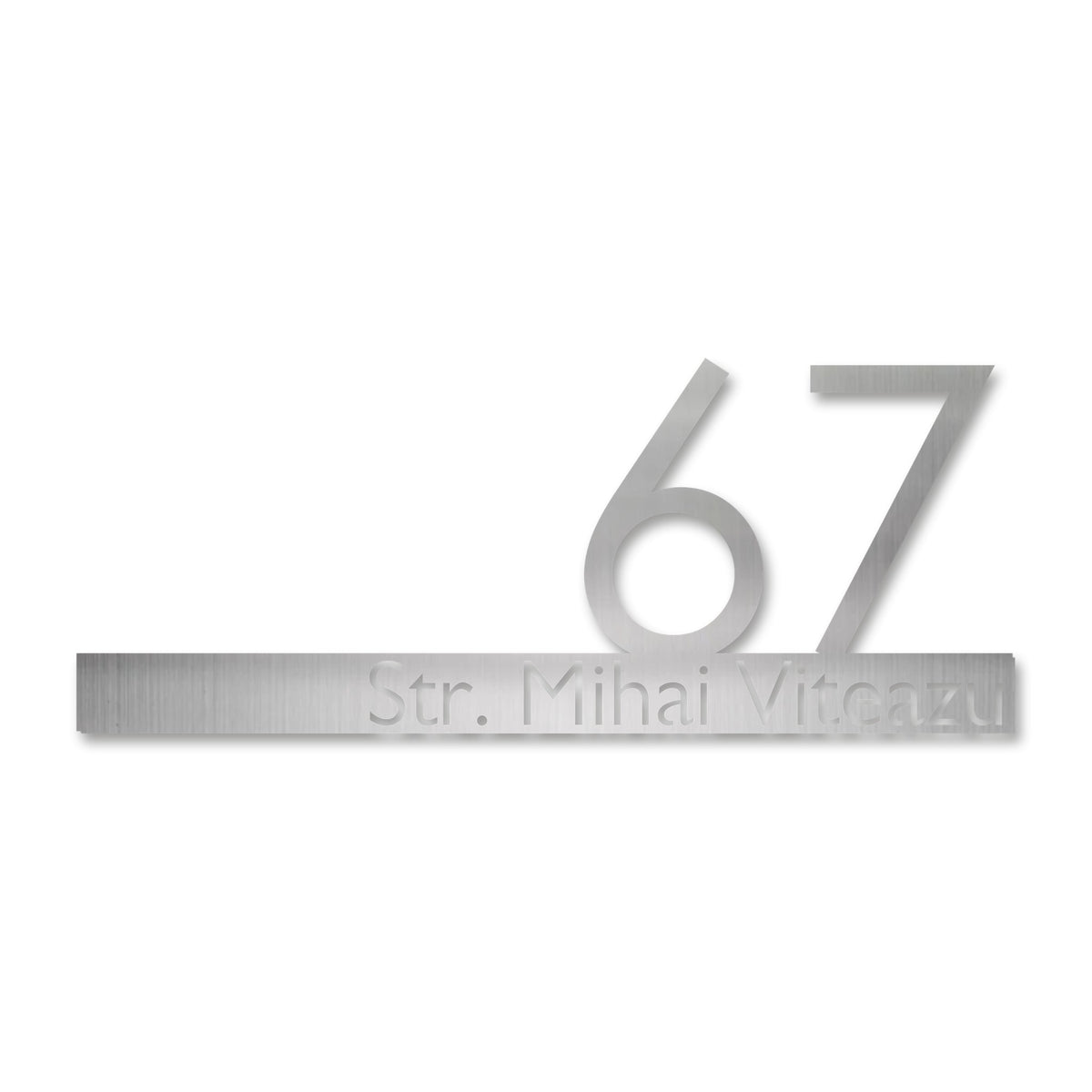 Plăcuță stradală cu număr de casă, inox satinat · MOHAVE