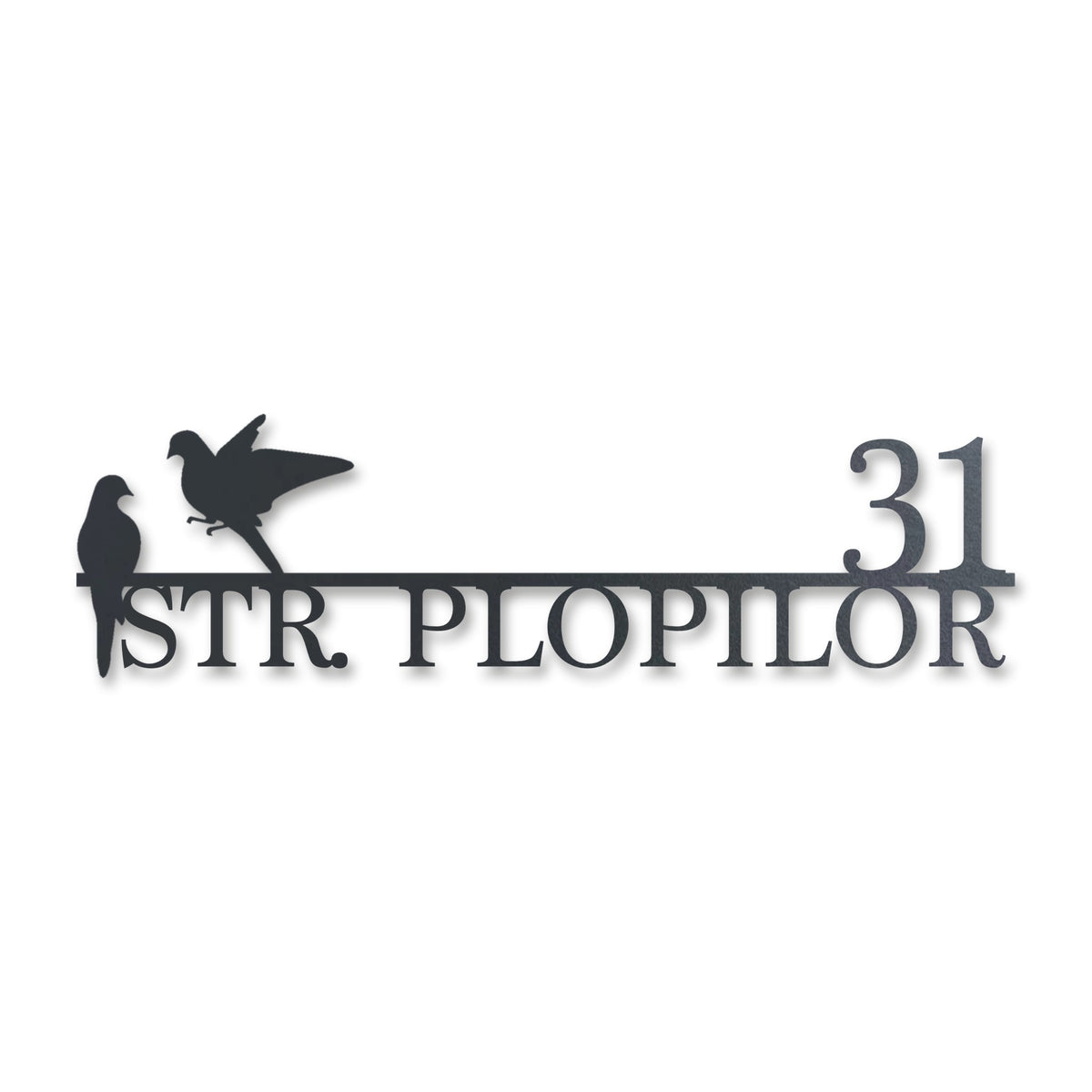 Plăcuță stradală cu păsări, inox antracit RAL 7016 · MOHAVE