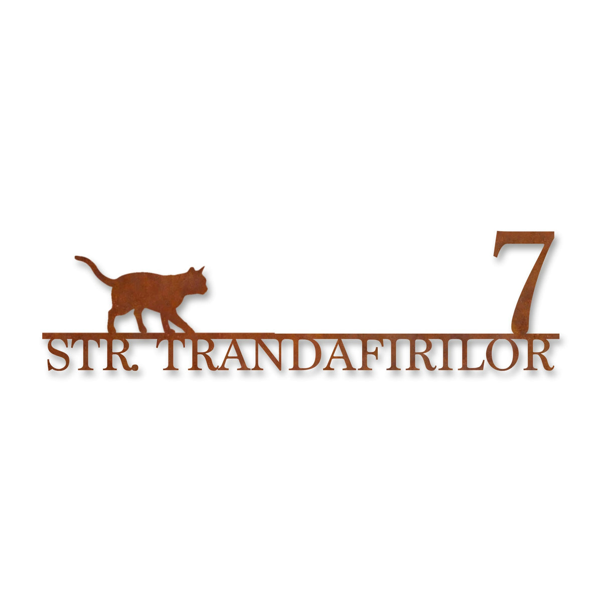 Plăcuță stradală cu pisică, oțel Corten cu patină de rugină · MOHAVE