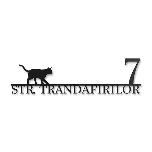 Plăcuță stradală cu pisică personalizată, tăiată cu laser · MOHAVE