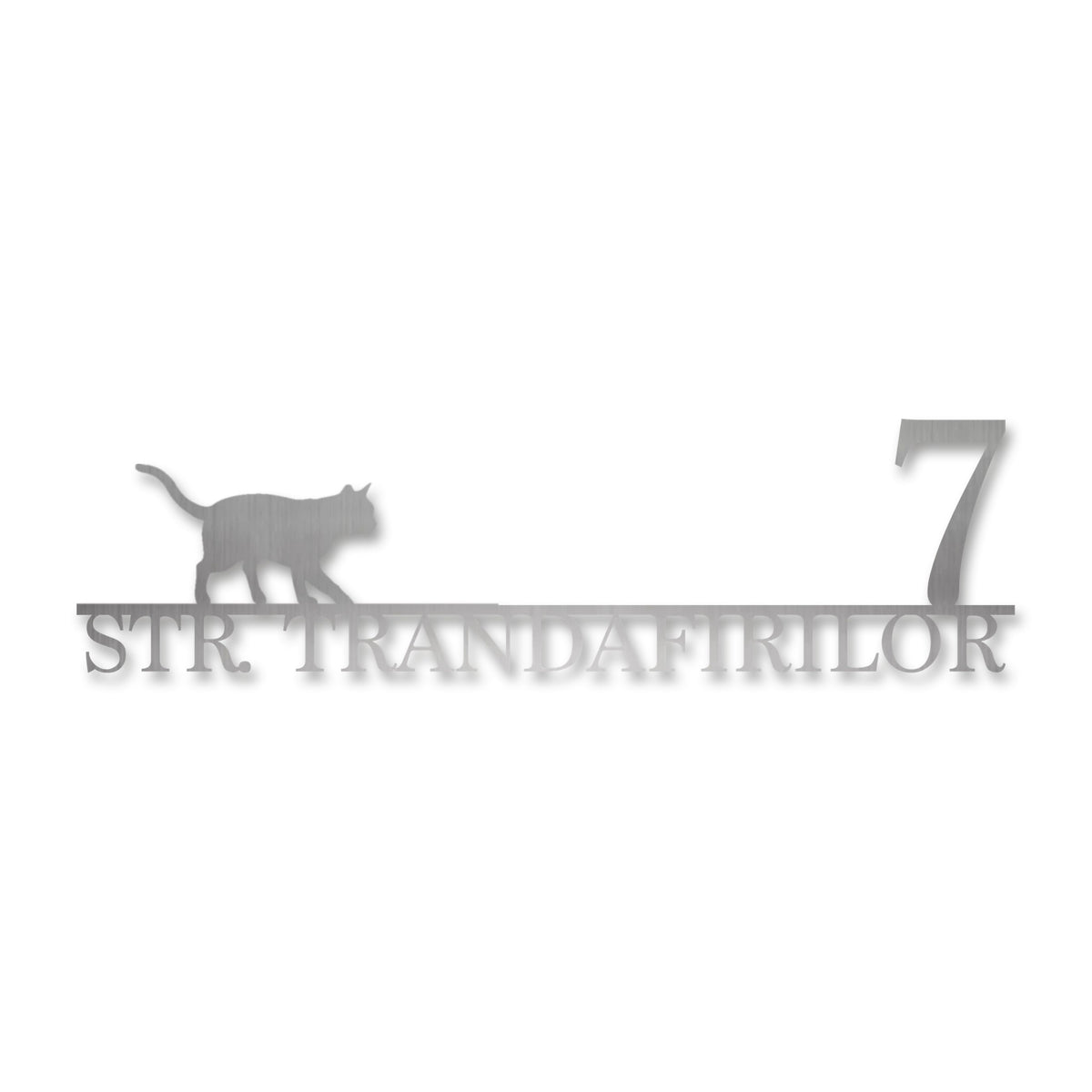 Plăcuță stradală cu pisică, inox satinat · MOHAVE