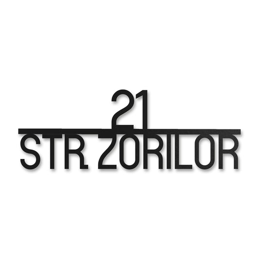 Plăcuță stradală modernă, centrată, cu colțuri rotunjite personalizată, tăiată cu laser · MOHAVE
