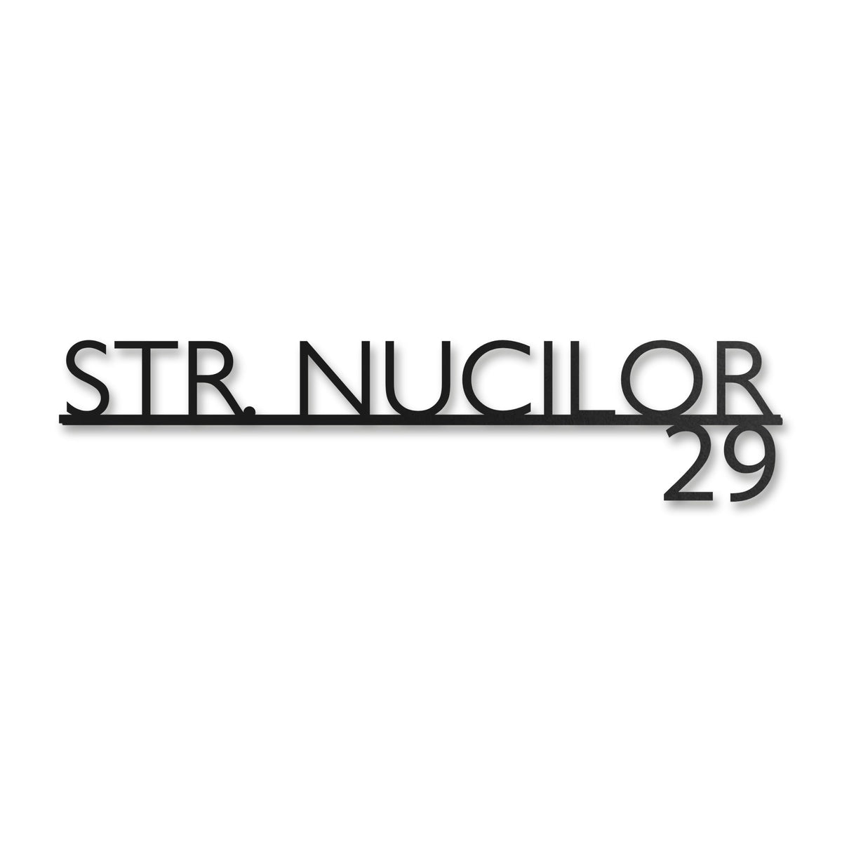 Plăcuță stradală modernă (număr dedesubt), inox negru RAL 9005 · MOHAVE