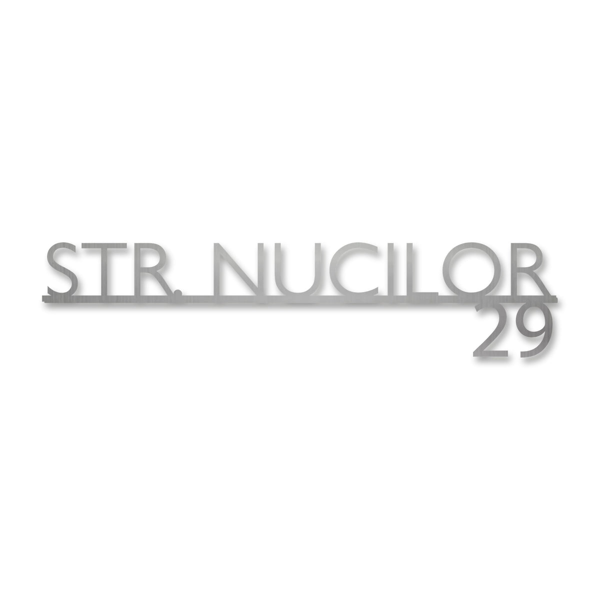 Plăcuță stradală modernă (număr dedesubt), inox satinat · MOHAVE