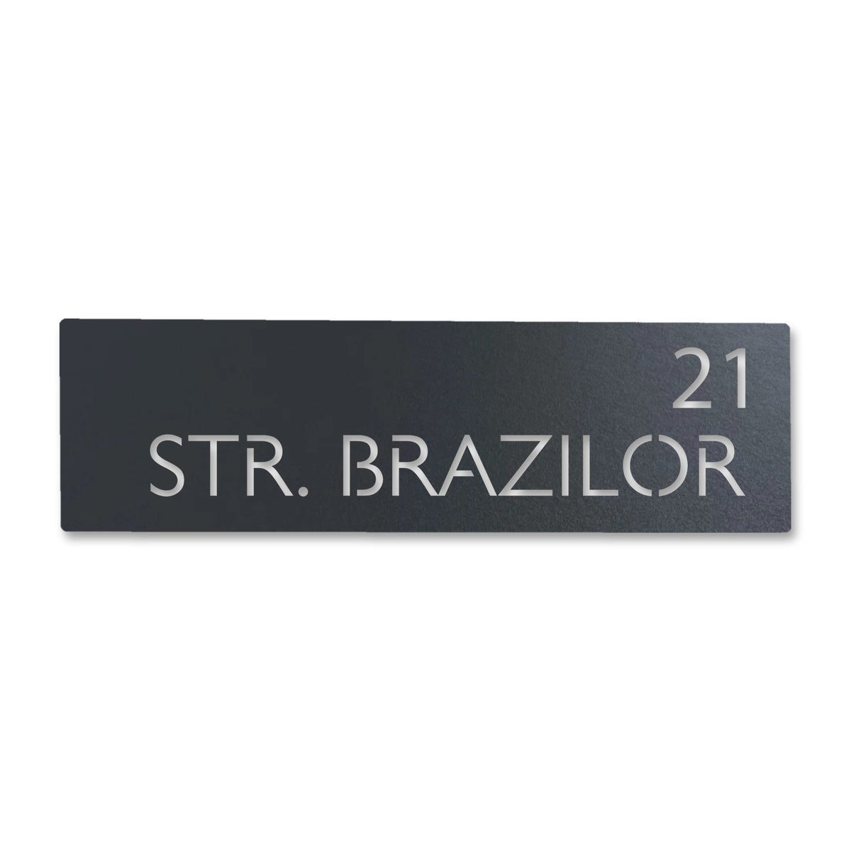 Plăcuță stradală modernă (pe placă), inox antracit RAL 7016 · MOHAVE