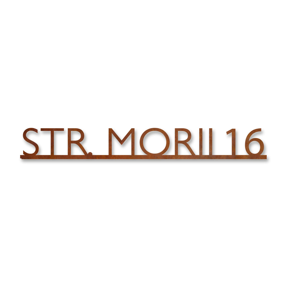 Plăcuță stradală modernă pe un rând, oțel Corten cu patină de rugină · MOHAVE