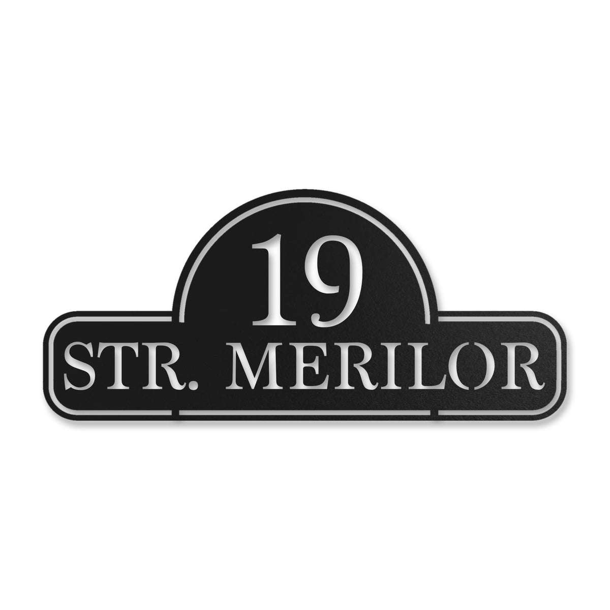 Plăcuță stradală retro cu număr, inox negru RAL 9005 · MOHAVE