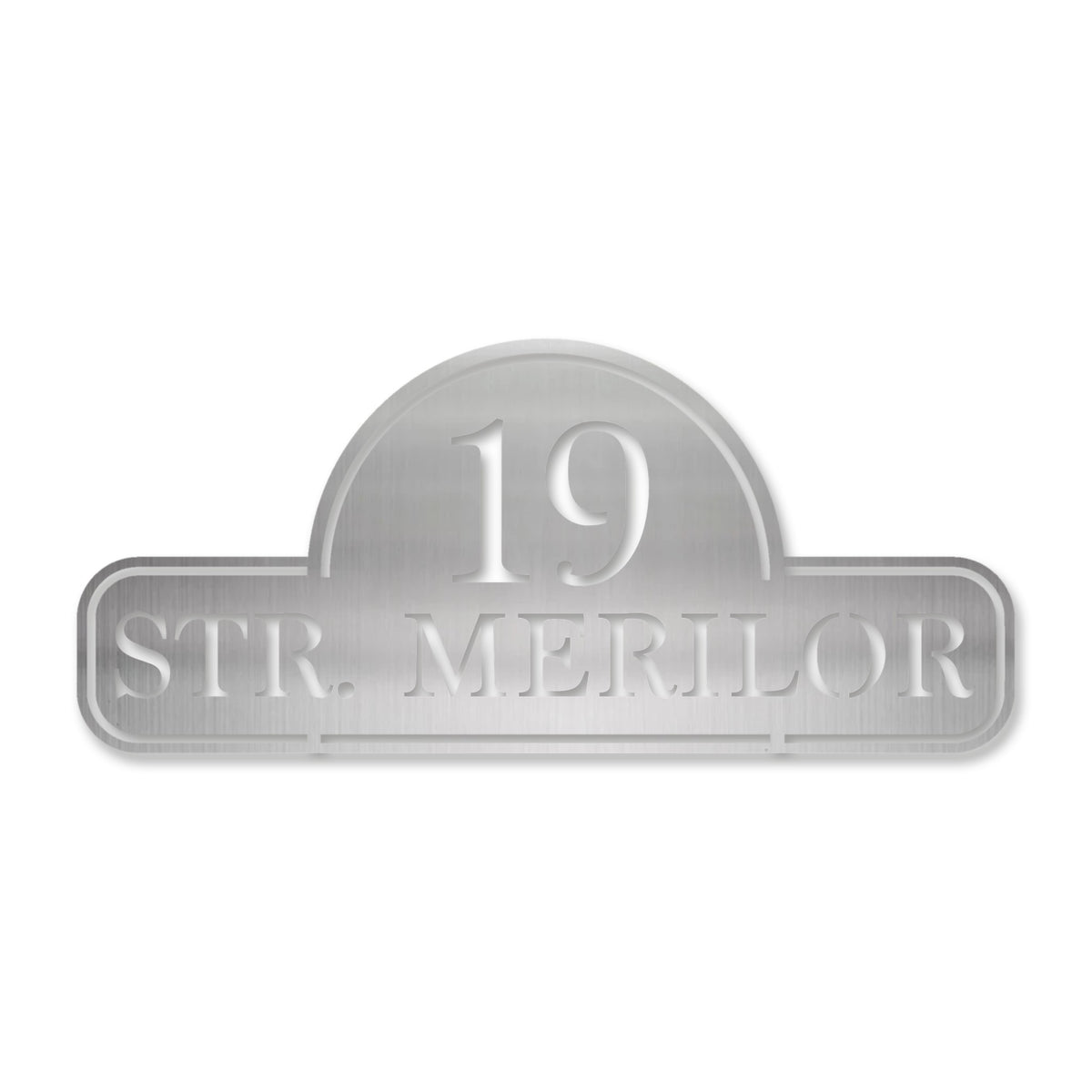 Plăcuță stradală retro cu număr, inox satinat · MOHAVE
